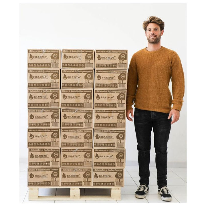 Bois Densifié Premium - 80 cartons de 6 bûches - Palette environ 960kgs