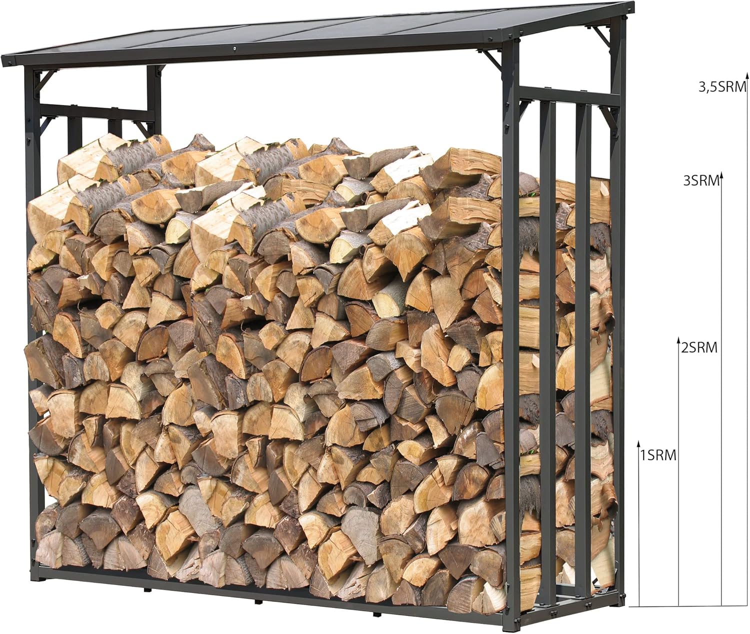 QUICK STAR 2 pièces Étagère en métal pour Bois de cheminée Anthracite XXL 185 x 70 x 185 cm Distance Entre Les Bois 4,6 m³